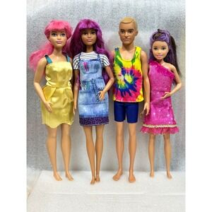 Barbie Doll Lot 4 Fashionistas Ken Doll Blonde Blue Shorts Tie Dye Tank Top love